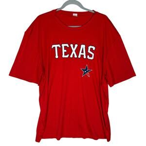 Sport-Tek Texas Rangers T-Shirt Mens 2XL Red Wordmark Short Sleeve Crew Neck